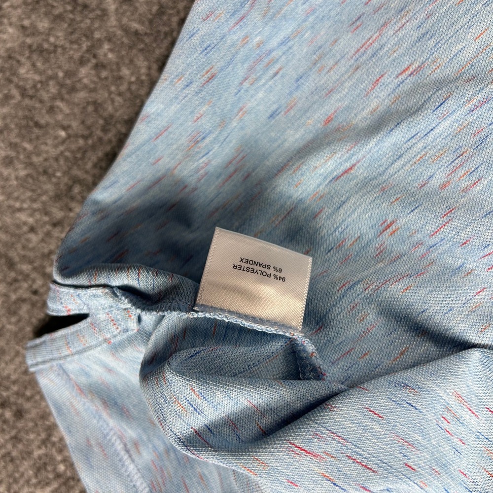 Peter Millar Polo Shirt Mens Large Blue Space Dye Performance MF18EK62S Golf - Picture 4 of 9